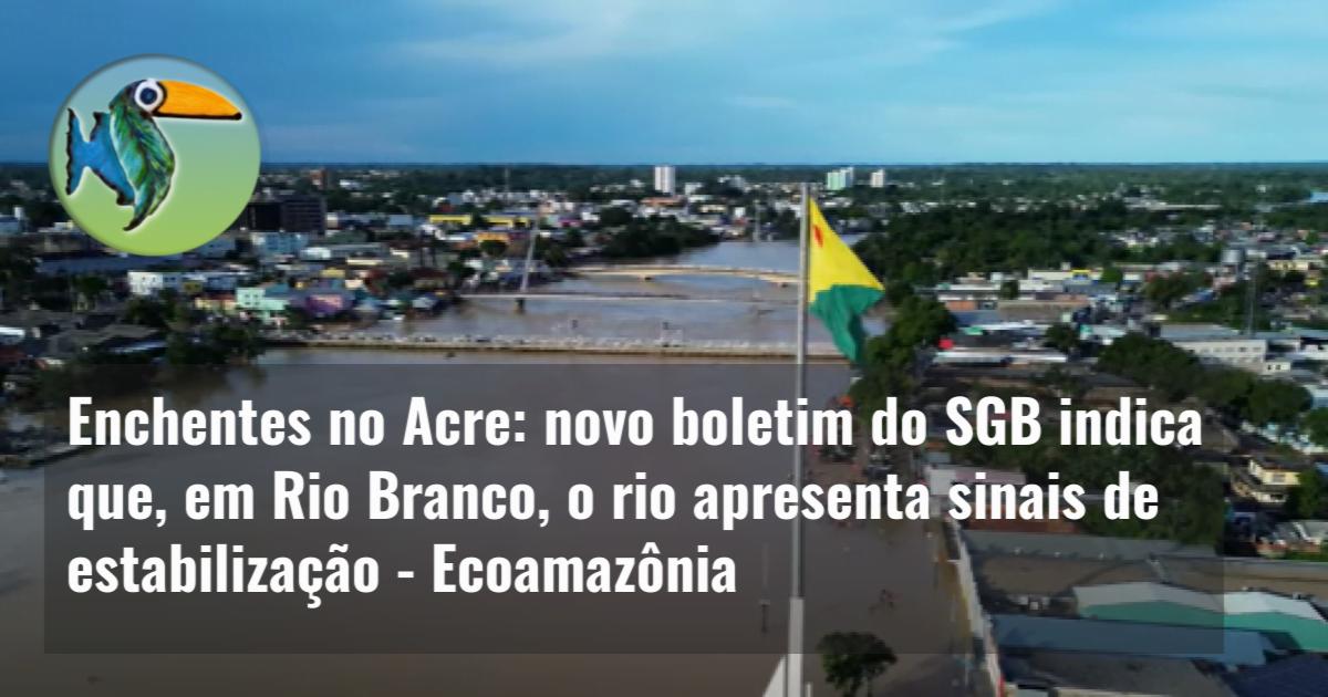 Enchentes no Acre: novo boletim do SGB indica que, em Rio Branco, o rio apresenta sinais de estabilização